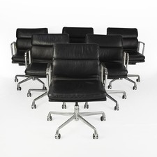 Herman Miller Eames EA435 Black Set (6) Original ‘Soft Pad’ Desk Aluminium Chair