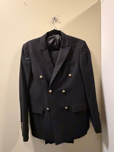 Designer black double - black, breasted