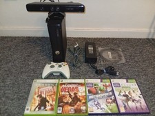Xbox 360 Slim Matte Black with Controller All Cables Kinect And 4 Games
