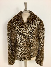 Vintage 80s Cristoffoli coat glamorous faux fur leopard swing jacket #V4@PRE