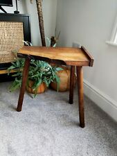 Vintage Antique Brown Wooden Side End Coffee Table 3 legged rustic 