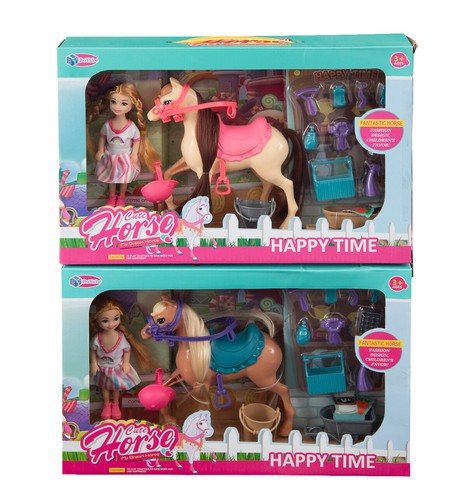 35cm horse care rider - set, doll