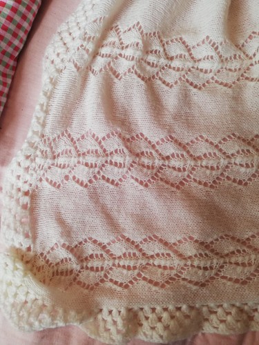 Rectangular white baby shawl - rectangular,