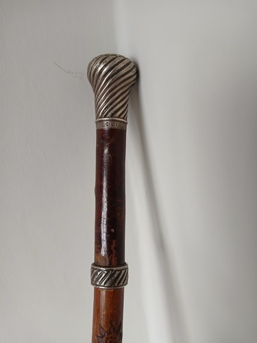 Walking cane silver topped - cane,