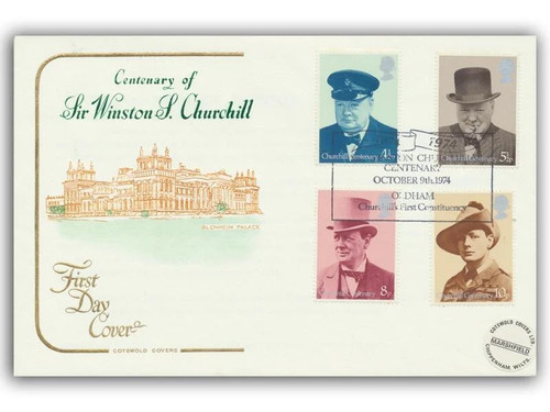 1974 churchill fdc oldham - churchill,
