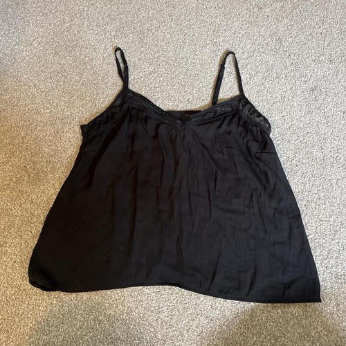 Black lace cami top - lace, s