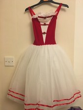 A Beautiful red and white romantic ballet tutu costume kids dress size cme