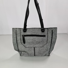 Country Road Womens Leather Bag Black Silver Tote Shoulder Bag