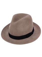 Mens Fedora 1940s Style Hat | Light Grey Pure Wool Felt Large Snap Brim Trilby
