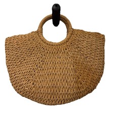 Woven Straw Handbag with Cinch