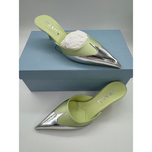 Prada satin pointed mules - prada,