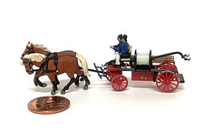 PREISER HO SCALE HORSE DRAWN FIRE EQUIPMENT HAND PUMPER WAGON + FIGURES