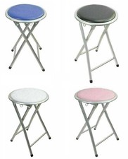NEW ROUND BAR STOOL PORTABLE BREAKFAST STOOL SEAT FOLDABLE PADDED SPACE SAVING 