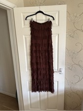 Zara Brown Strapless Tulle Dress With Fringing. Medium. Size medium. BNWT. Boho