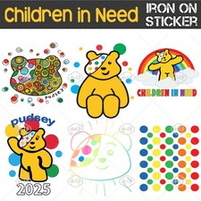 Children In Need Pudsey Bear T-Shirt Iron On Transfer Sticker DTF Heat Transfer