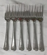 6 VINTAGE A1 SILVER PLATED TABLE FORKS OLD ENGLISH PATTERN BY GEORGE ELLIS 1940s
