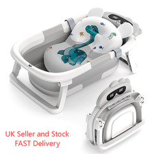 Baby Bath Tub Foldable for 0-24 Months Newborn Toddler Bath with Cushion, Used