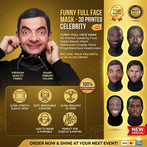 Printed celebrity face mask - printed,