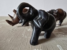 Vintage 4 Hand Carved African Wooden Animals great quality elephant rhino etc