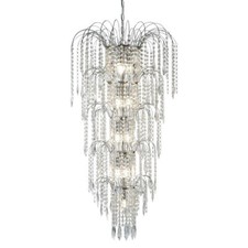 CASCADE Chandelier Crystal Waterfall 13 Light Chrome 5 Tiered Ceiling Fitting UK