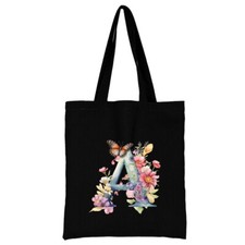 Butterfly Letter Canvas Bag Handbag for Shopping School Camping Shoulder Bag
