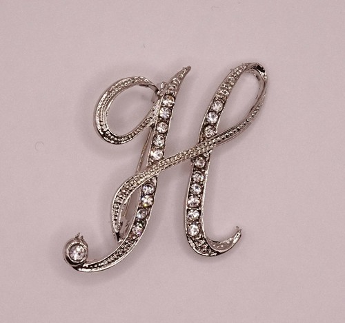 Diamante silver initial - diamante,