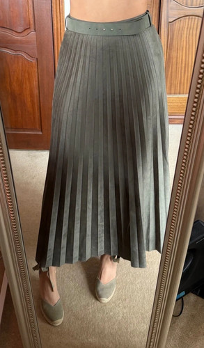 Zara khaki faux - suede, pleated