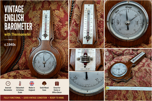 Vintage english barometer - english,