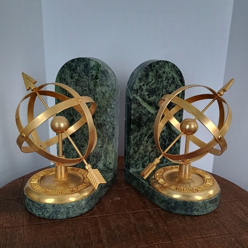 Vintage bookends green marble - vintage,