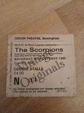 Vintage The Scorpions Concert Ticket Stub Birmingham Odeon 1980