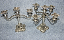 Two Vintage solid Candelabras ( 3 Arm  and 4 arm)  Grapevine  design