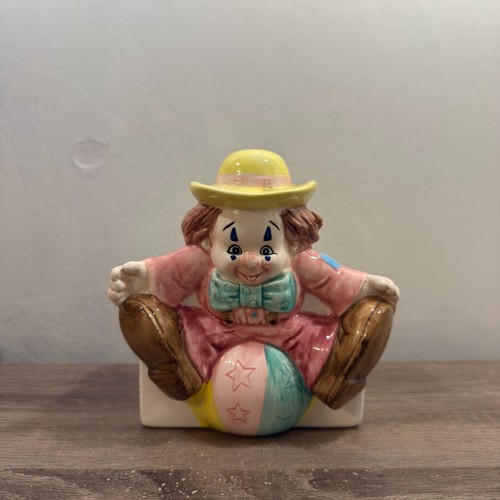 Ceramic clown figurine planter - ceramic,
