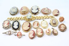 Cameo Jewellery Chain Brooches Pendant Stone Set Gold Tone x 20