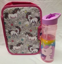 Bnwt George Home Unicorn Insulated Lunch Bag & Polar Gear Unicorn Water Bottle