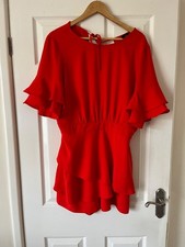 River Island ladies red short sleeved layered playsuit size 16