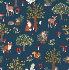 Fat Quarter Nutex Forest Wonder Scene Fox Deer Owl Toadstool 100% Cotton Fabric