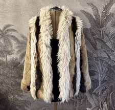 Genuine Vintage Y2K Short Faux Fur Coat Miss Selfridge Hippie Jacket Boho XS