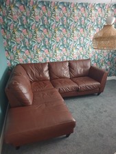 Barker & Stonehouse Houston Corner Leather Sofa  matching footstool Rrp £2275 