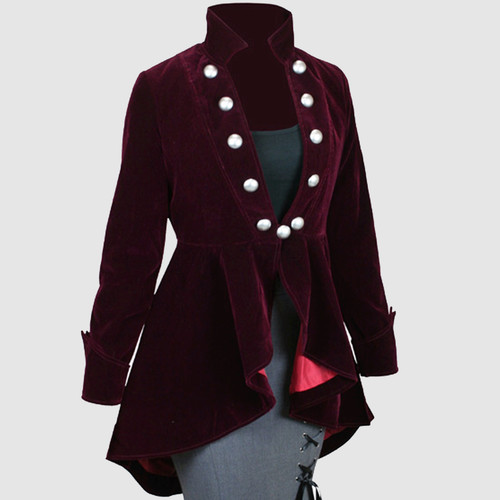 Ladies burgundy velvet long - velvet,