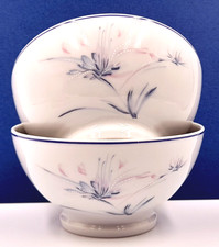 A pair of French Ceramic Café au Lait Coffee Bowls Pink Flowers Design  A1953