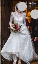 Elegant Caroline Castigliano Lace Full Length Wedding Dress Sz10