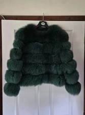Emerald Green Real Fox Fur Coat - Size S/8 - Jas It Up