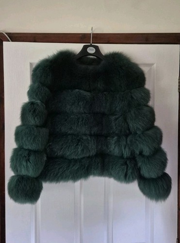 Emerald green real fox fur - emerald,