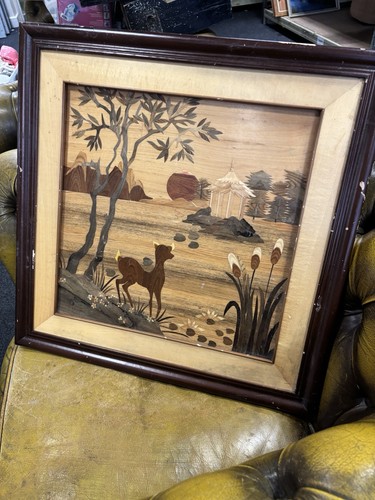 Vintage asian straw marquetry - straw,