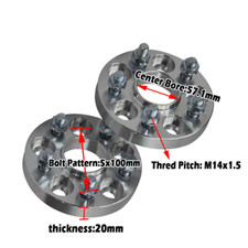 2PCS 20mm 5 Lugs Hubcentric Wheel Spacers For VW GOLF JETTA Audi 5x100 57.1mm UK