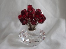 Swarovski Crystal Vase of Red Roses Bouquet Figurine 15th Anniversary 283394