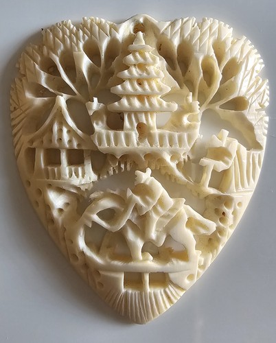 Vintage heart shaped carved - shaped,