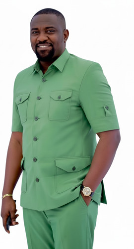 Men green safari suit 2pc - safari,