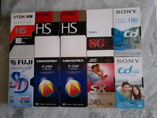 Job Lot of 10 Used / Blank VHS Video Tapes Cassettes.  Various Brands & Lengths.