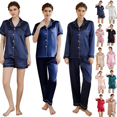 Womens pyjamas ladies satin - uk,